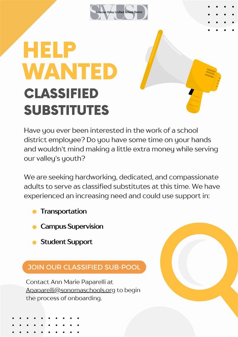  Classified Subs Needed